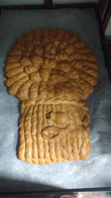 Freshly baked golden croissants